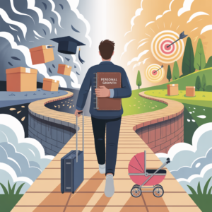 Man walking with luggage and a book