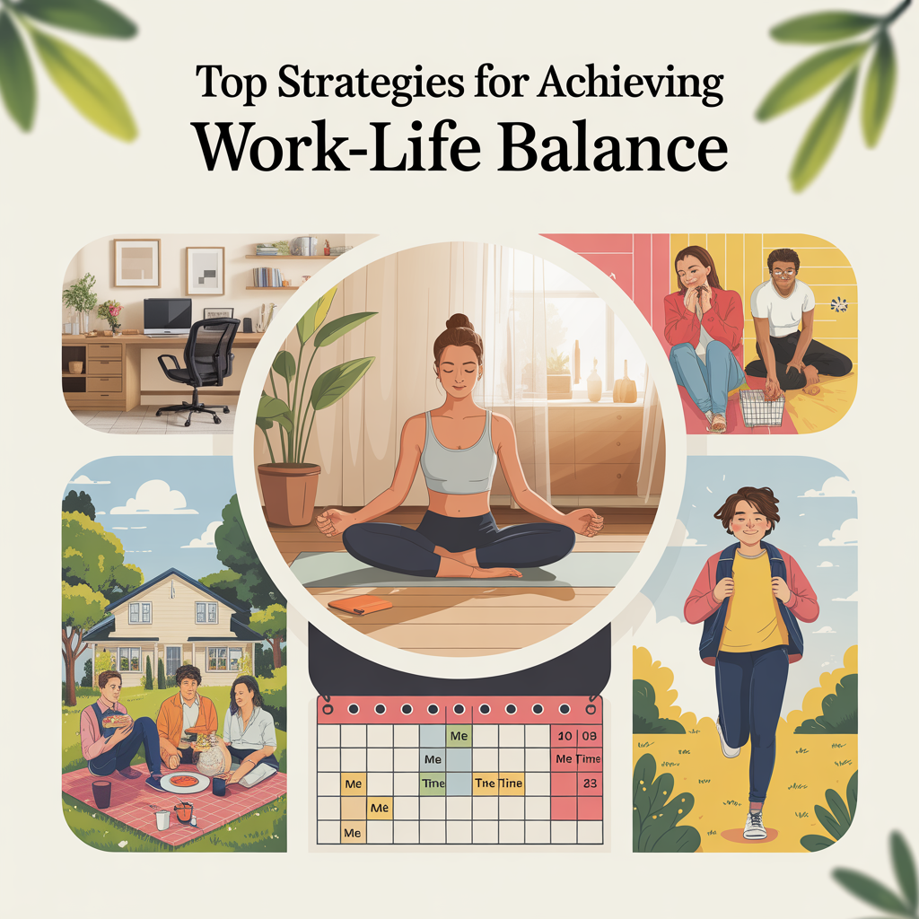 Infographic showing tips for work-life balance - Abigail Mind Body Soul