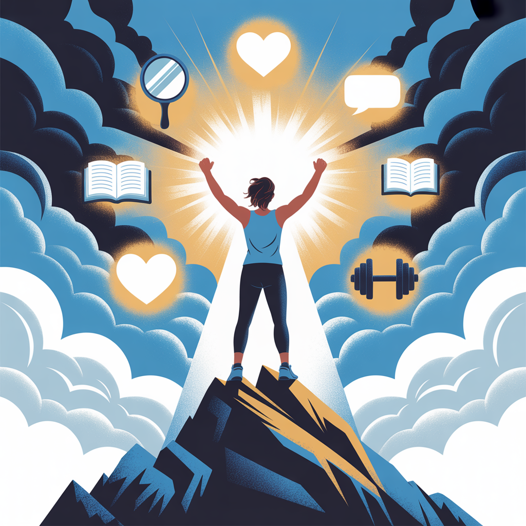 Book poster with brain graphic and bold text - Abigail Mind Body Soul